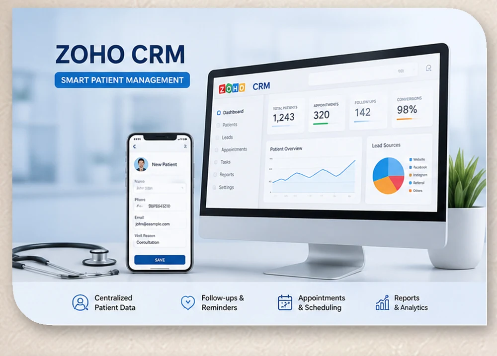 Zoho CRM setup for patient lead management by Oreol Promotions